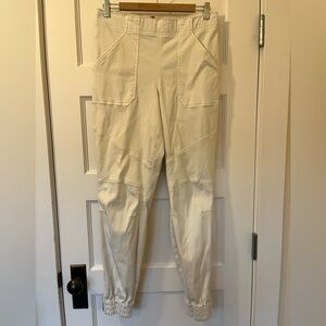 Spanx • Stretch Twill Jogger Pants • Parchment Pull-On Shaping • Size Large